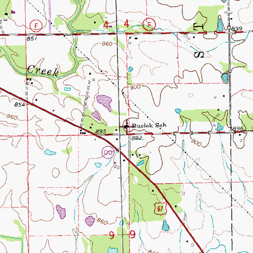 Topographic Map of Busiek School, MO