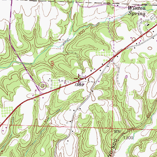 Topographic Map of Leetown, AR