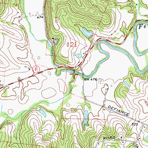 Topographic Map of Callaway Fork, MO