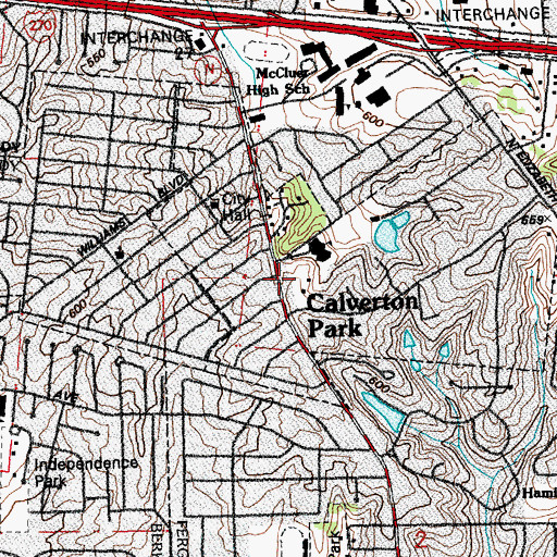 Topographic Map of Calverton Park, MO