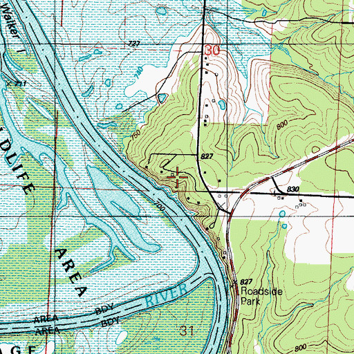 Topographic Map of Camp Grandview, MO