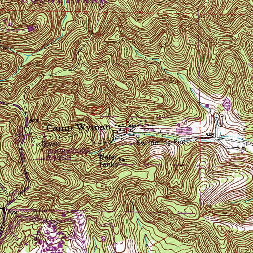 Topographic Map of Camp Wyman, MO