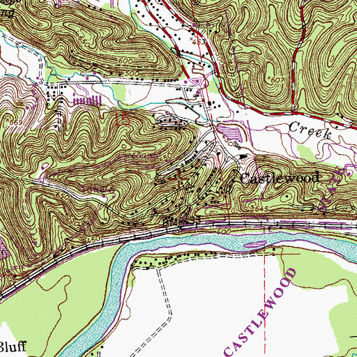 Topographic Map of Castlewood, MO
