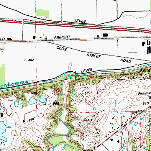 Topographic Map of Caulks Creek, MO