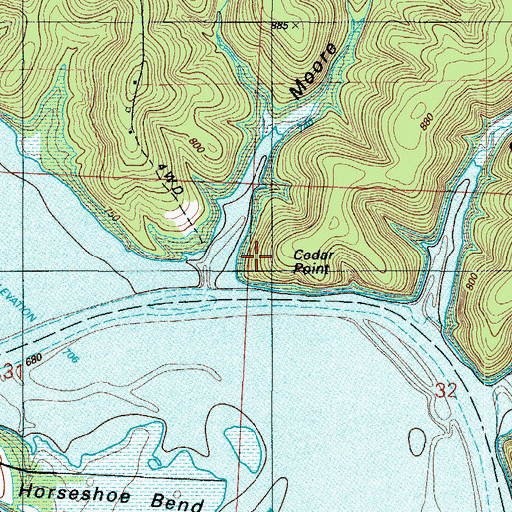 Topographic Map of Cedar Point, MO