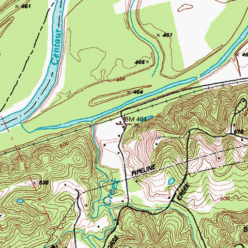Topographic Map of Centaur, MO