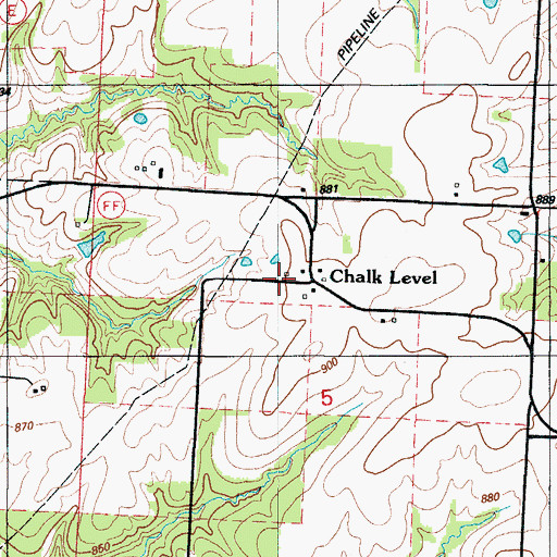 Topographic Map of Chalk Level, MO