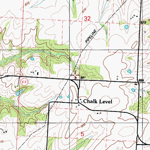 Topographic Map of Chalk Level Church (historical), MO