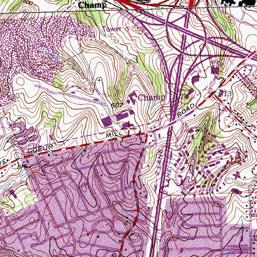 Topographic Map of Champ, MO