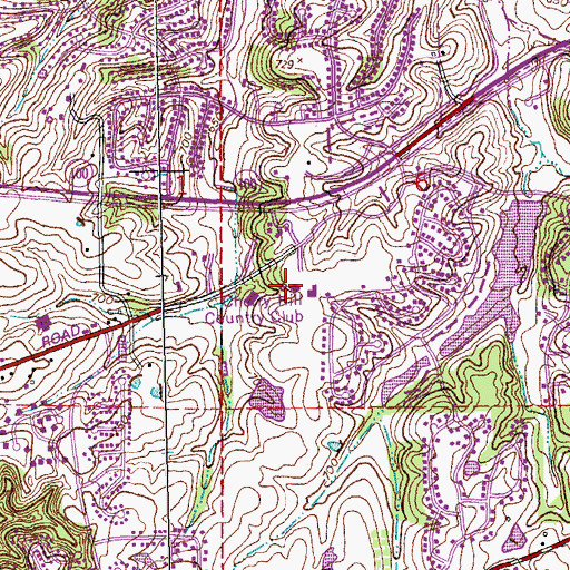 Topographic Map of Cherry Hill Country Club, MO