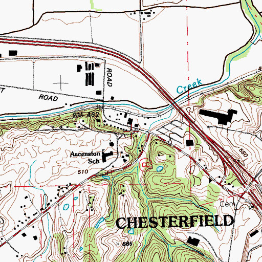 Topographic Map of Chesterfield, MO