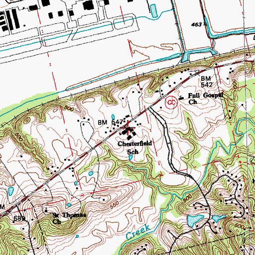 Topographic Map of Chesterfield Elementary School, MO