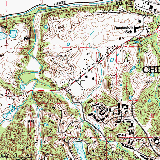 Topographic Map of Chesterfield School, MO