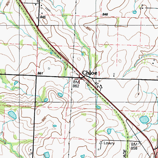 Topographic Map of Chloe, MO