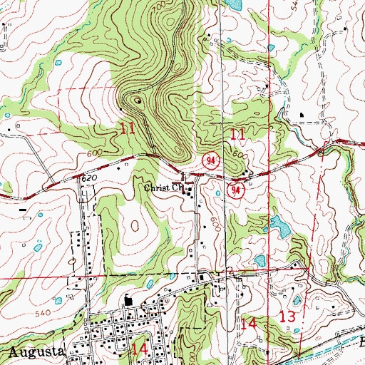 Topographic Map of Christ Lutheran Church, MO