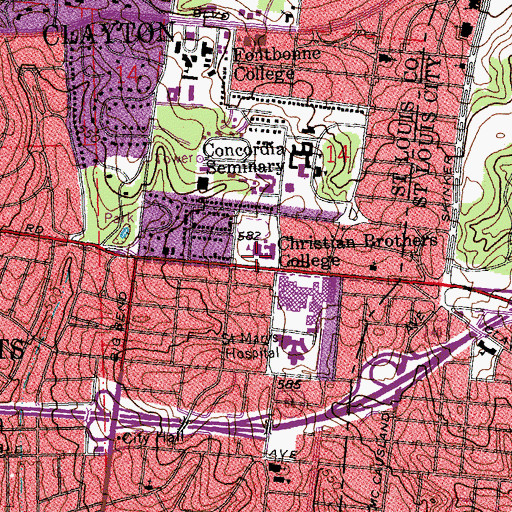 Topographic Map of Christian Brothers College, MO