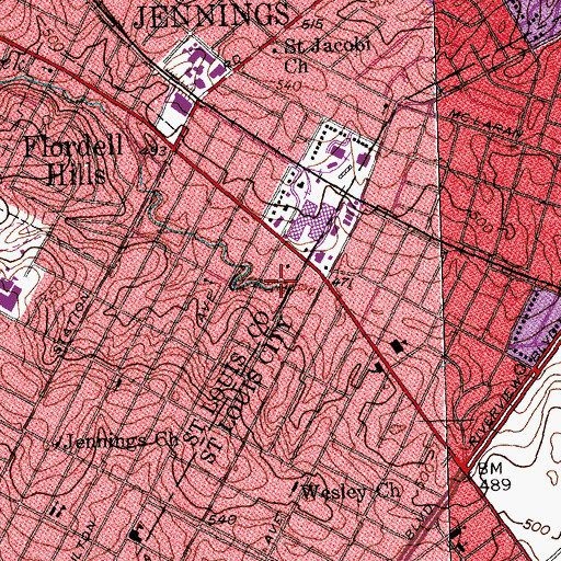 Topographic Map of Gingras Creek, MO