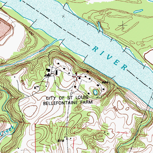 Topographic Map of City of Saint Louis Bellefontaine Farm, MO