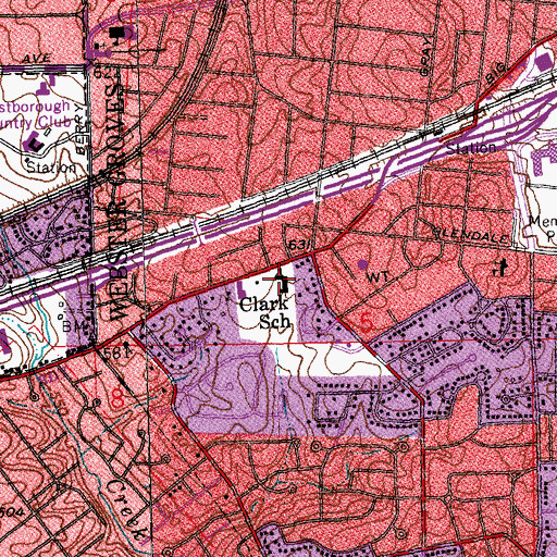 Topographic Map of Clark School, MO
