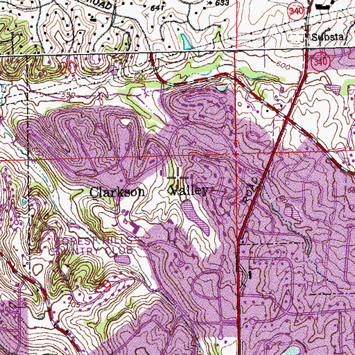Topographic Map of Clarkson Valley, MO