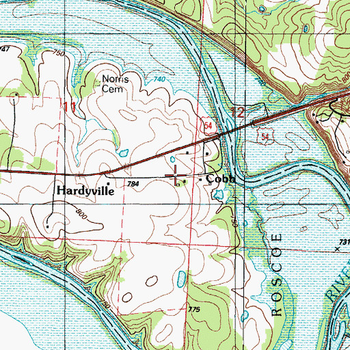 Topographic Map of Cobb, MO