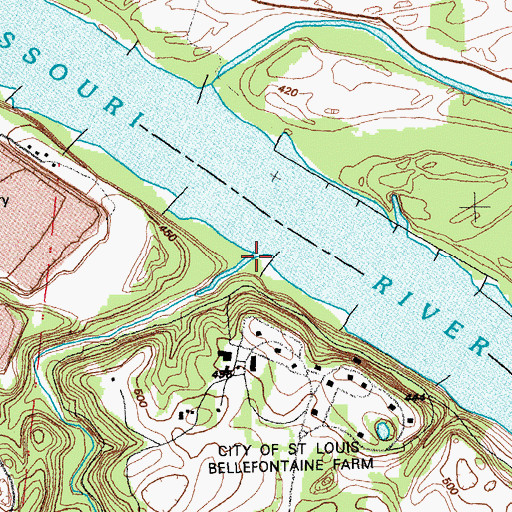 Topographic Map of Coldwater Creek, MO