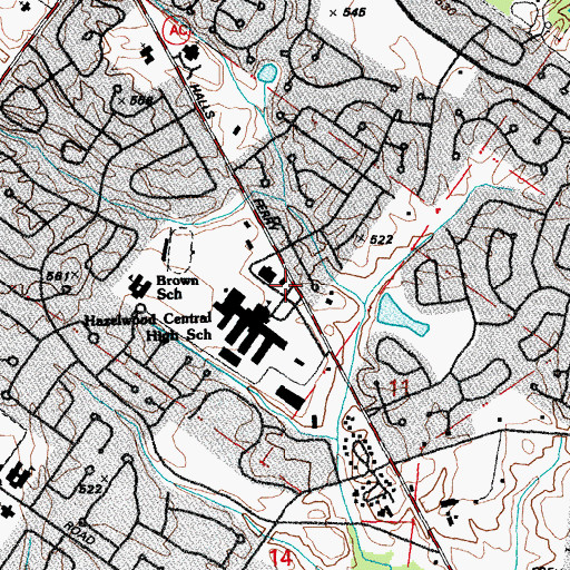 Topographic Map of Coldwater School, MO