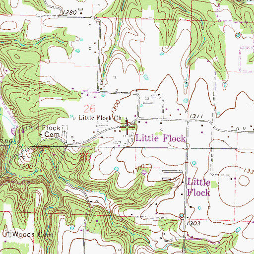 Topographic Map of Little Flock School (historical), AR