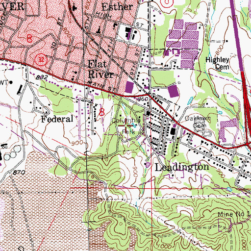 Topographic Map of Columbia Park, MO