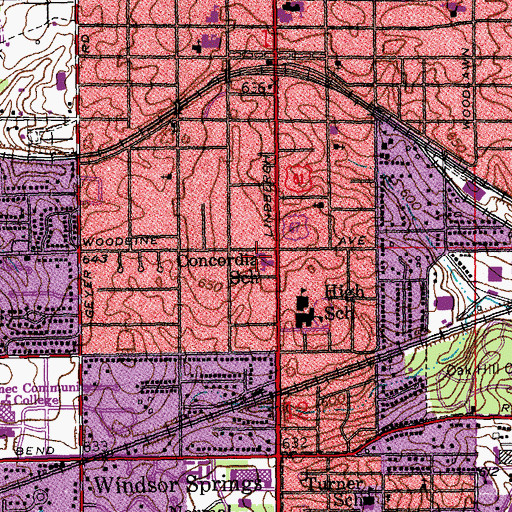 Topographic Map of Concordia School, MO