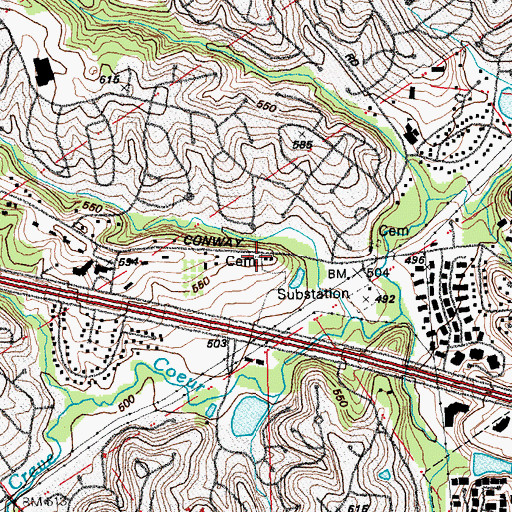 Topographic Map of Conway Cemetery, MO