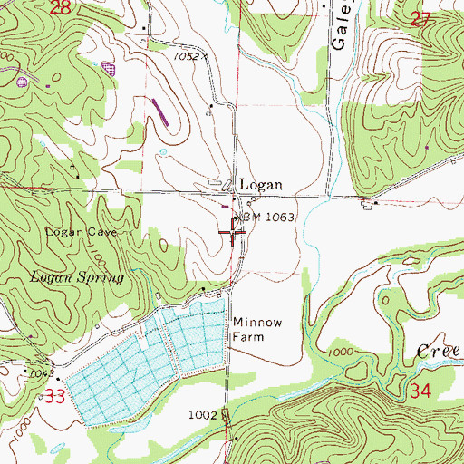 Topographic Map of Logan Cemetery, AR