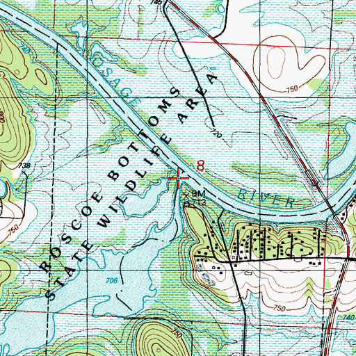 Topographic Map of Coon Creek, MO
