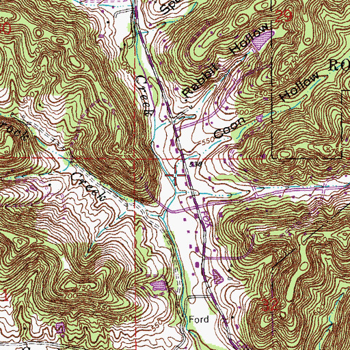 Topographic Map of Coon Hollow, MO