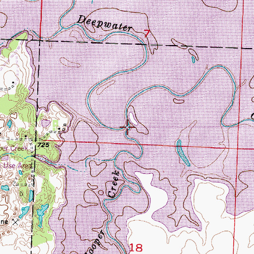 Topographic Map of Cooper Creek, MO