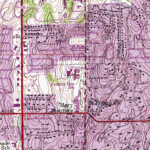 Topographic Map of Country Day School, MO
