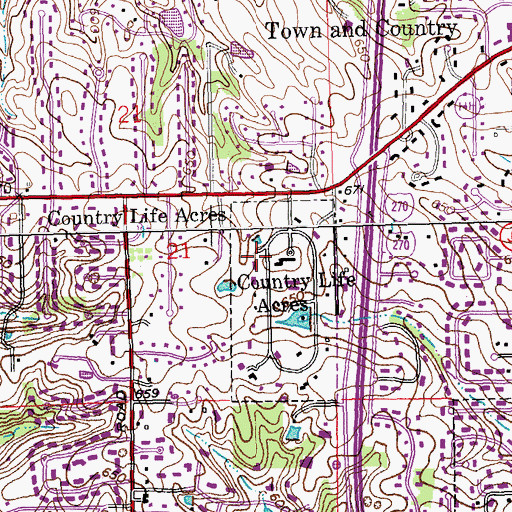 Topographic Map of Country Life Acres, MO