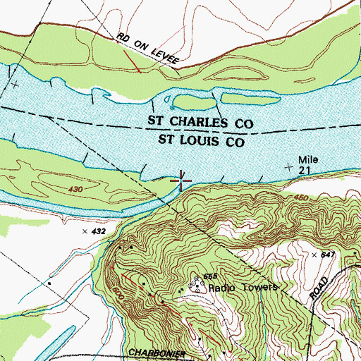 Topographic Map of Cowmire Creek, MO