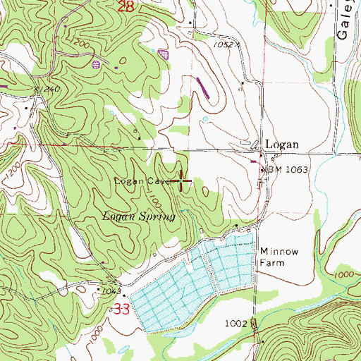Topographic Map of Logan Mill (historical), AR