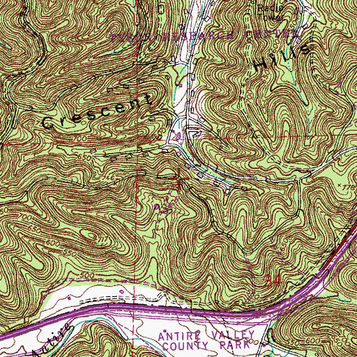 Topographic Map of Crescent Hills, MO