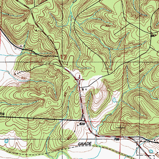 Topographic Map of Cross Roads School (historical), MO