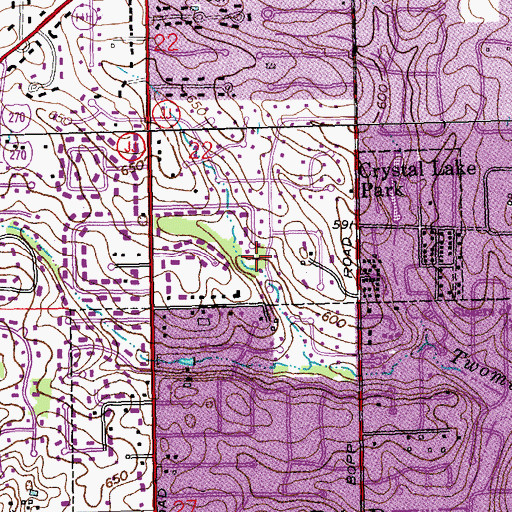 Topographic Map of Crystal Lake Country Club, MO
