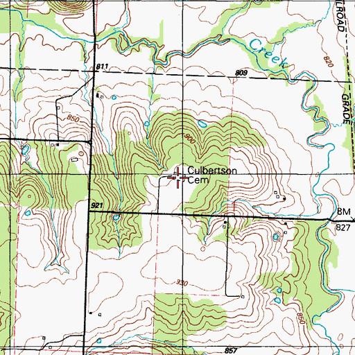 Topographic Map of Culbertson Cemetery, MO