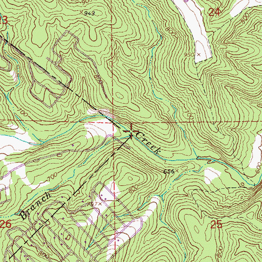 Topographic Map of Cunningham Branch, MO