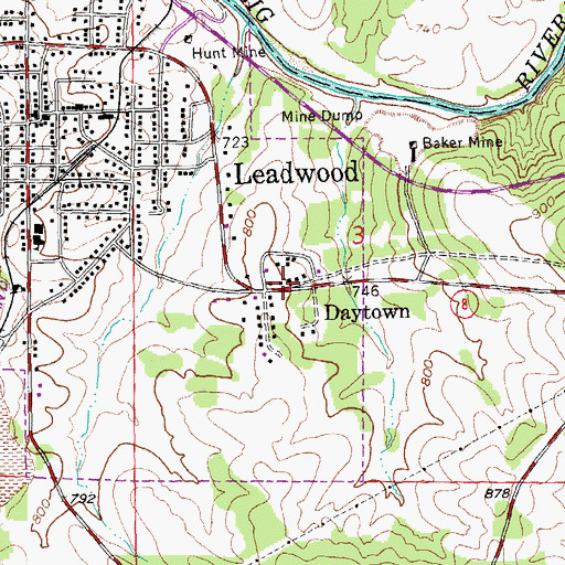 Topographic Map of Daytown, MO