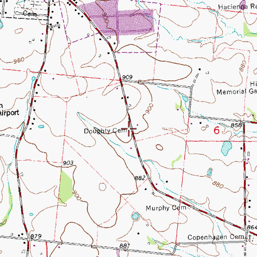 Topographic Map of Doughty Cemetery, MO