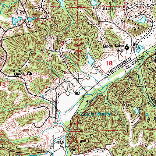 Topographic Map of Draville School, MO