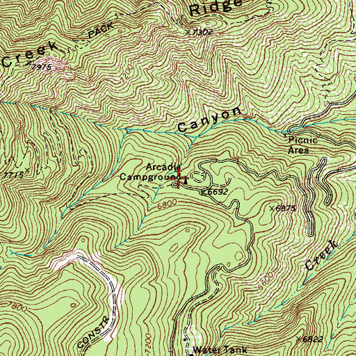 Topographic Map of Arcadia Campground, AZ
