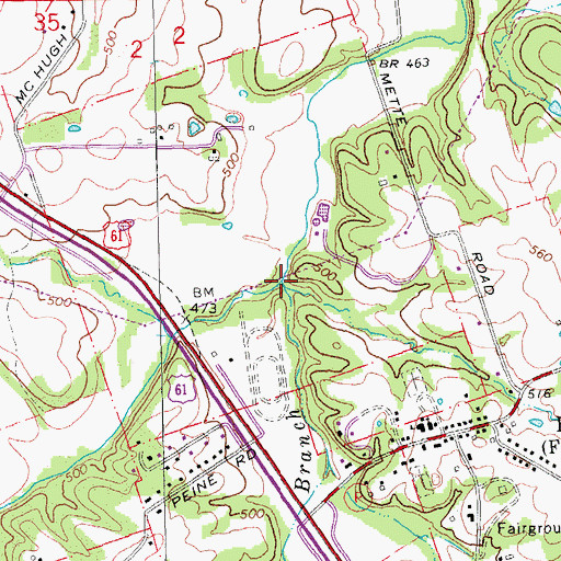 Topographic Map of Dry Branch, MO