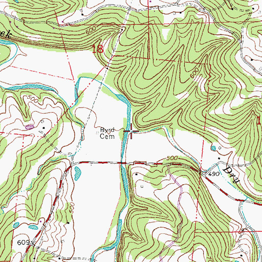 Topographic Map of Dry Fork, MO